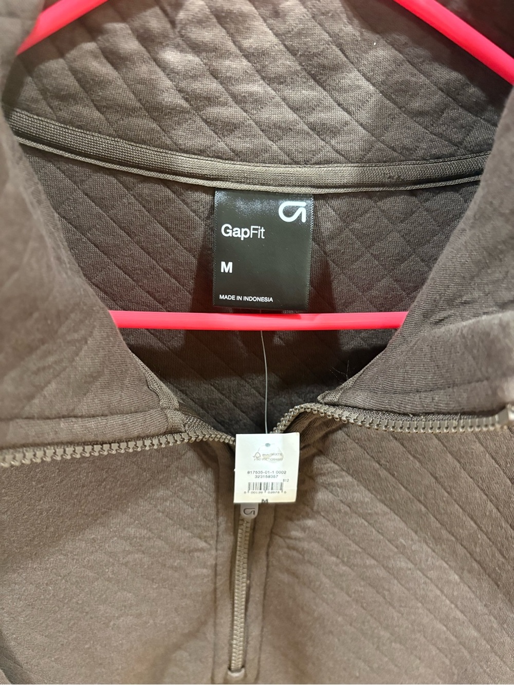 GAP Fit Quilted Brown Zip-Up Sweatshirt Hoodie